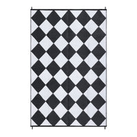 Garvee Outdoor Black & White 9x18 Rug Waterproof Reversible Outdoor Plastic Straw Rug with 4 Stakes & Portable Bag Boho Patio Rugs Carpet RV Mat Outside for Patio Camp Balcony Deck Picnic