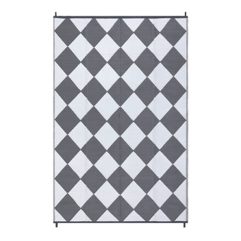 Garvee Outdoor Grey & White 5x8 Rug Outdoor Plastic Straw Rug Reversible Patio Rug Waterproof Camping Rug Portable Outdoor Mat for RV Porch Balcony Patio Camping Picnic Beach Outdoor Rugs