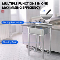 GARVEE 28"W x 24"D x 40"H Stainless Steel Utility Sink - Freestanding Single Bowl Commercial Kitchen Sink (No Faucet) for Restaurants, Workshops, and Laundry Rooms
