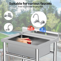 GARVEE 28"W x 24"D x 40"H Stainless Steel Utility Sink - Freestanding Single Bowl Commercial Kitchen Sink (No Faucet) for Restaurants, Workshops, and Laundry Rooms