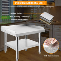 GARVEE 60"L x 30"W x 24"H Stainless Steel Grill Stand Table - Heavy-Duty, Adjustable Undershelf, Easy to Assemble, for Home and Commercial Kitchens