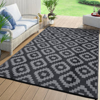 Garvee Outdoor Black & Grey 5x8 Reversible Plastic Straw Rug – Waterproof Modern Rug for Patio, RV, Backyard, Deck, Picnic, Beach, Camping, or Indoor Use