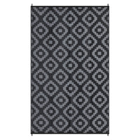 Garvee Outdoor Black & Grey 10x14 Rug Waterproof Reversible UV-Resistant Plastic Straw Rug with Carry Bag and Stakes for Camping Patio Deck