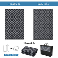 Garvee Outdoor Black & Grey 5x8 Reversible Plastic Straw Rug – Waterproof Modern Rug for Patio, RV, Backyard, Deck, Picnic, Beach, Camping, or Indoor Use