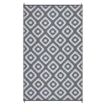Garvee Outdoor Grey & White 8x10 Rug Carpet Waterproof Plastic Straw Rug Reversible Patio Rug RV Camping Rug Outdoor Rugs Porch Rug Patio Rug Outside RV Mat Deck Balcony Picnic Beach Decor