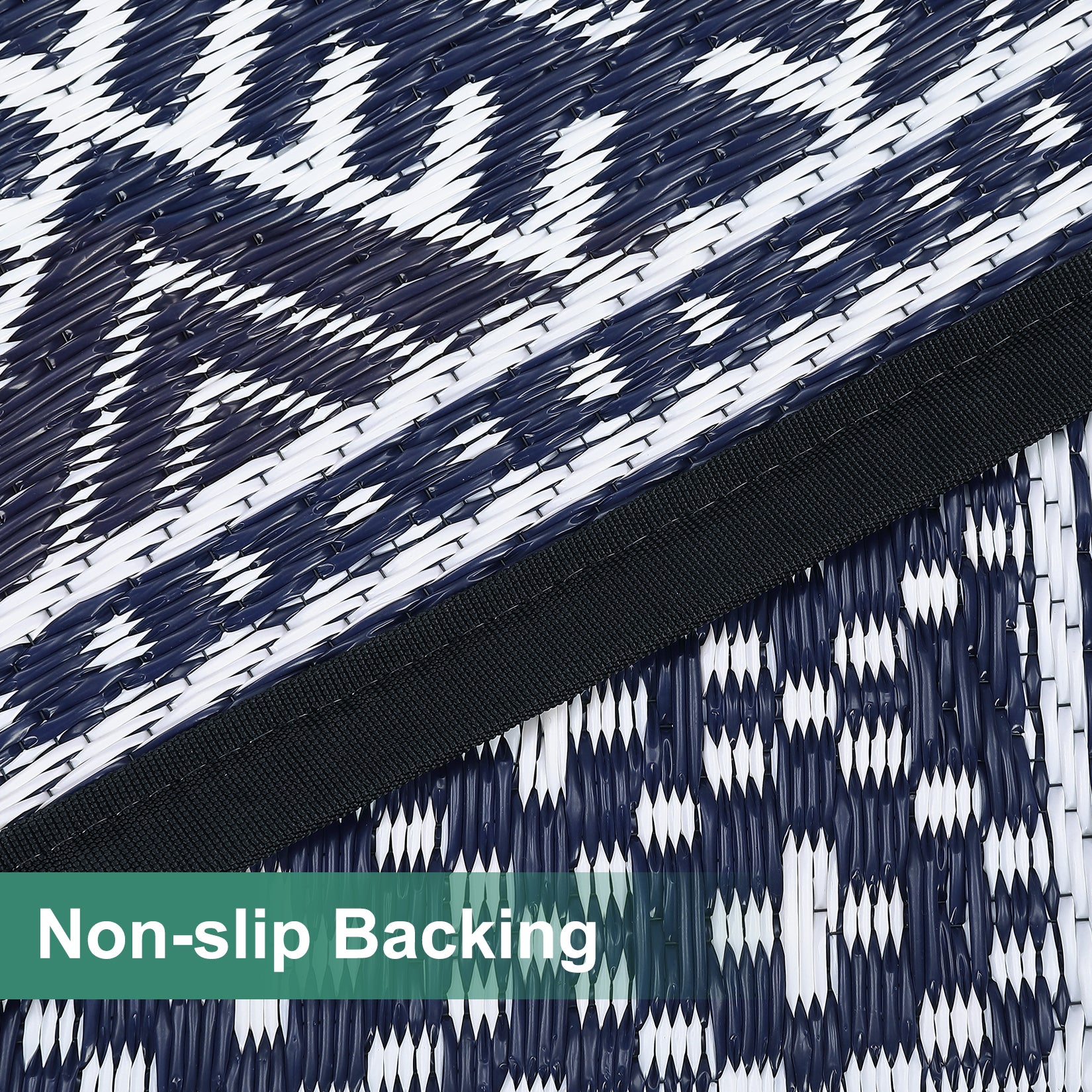Garvee Outdoor Navy Blue & White 6x9 Reversible Rug, Modern Bohemian Style, Weatherproof, Durable PP Plastic, Easy to Clean, Portable, Perfect for Patio, Deck, Backyard