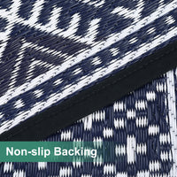 Garvee Outdoor Navy Blue & White 6x9 Reversible Rug, Modern Bohemian Style, Weatherproof, Durable PP Plastic, Easy to Clean, Portable, Perfect for Patio, Deck, Backyard