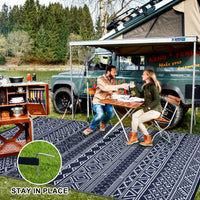 Garvee Outdoor Navy Blue & White 6x9 Reversible Rug, Modern Bohemian Style, Weatherproof, Durable PP Plastic, Easy to Clean, Portable, Perfect for Patio, Deck, Backyard