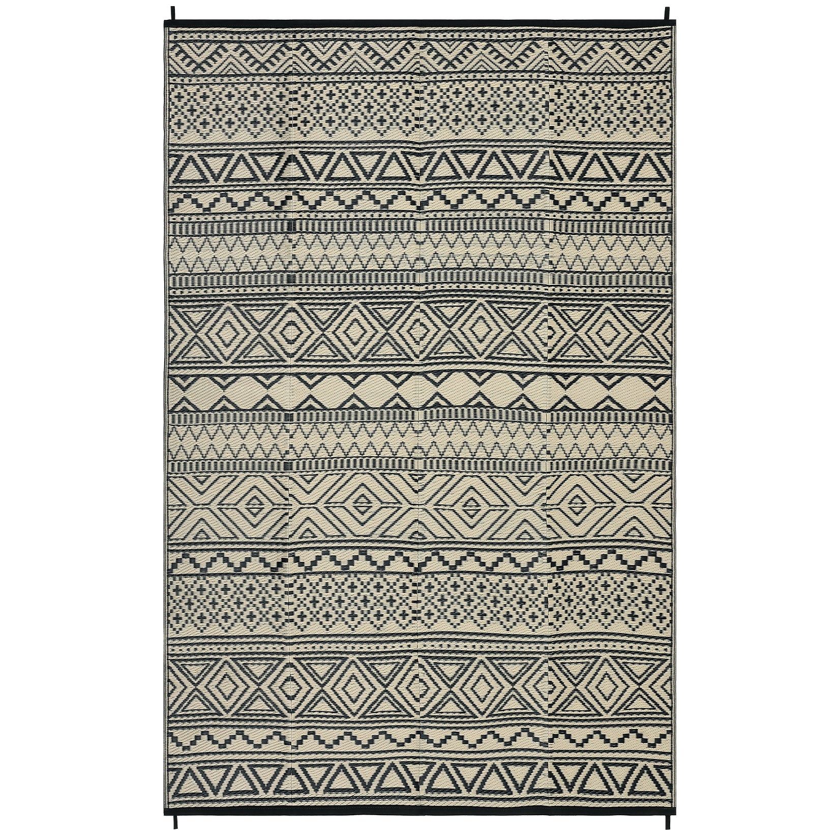 Garvee Outdoor Black & Coffee 9x12 Rug Carpet Waterproof Reversible Patio Rug Outside Plastic Carpet, Stain & UV Resistant Portable RV Mat Straw Rug for Camping, Backyard, Deck, Picnic, Porch