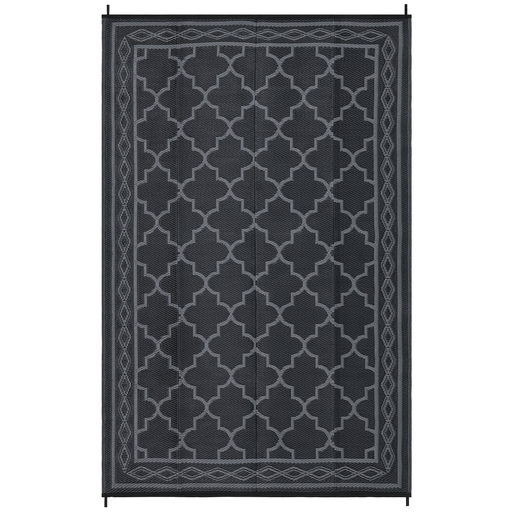 Garvee Outdoor Black Grey 5x8 Waterproof Reversible Mat for Patio Clearance Camping RV Plastic Straw Rug Outside Indoor Outdoor Area Rug Moroccan Print Rug for Backyard, Deck, Picnic, Porch