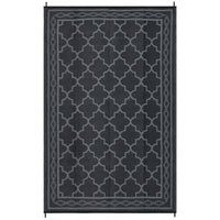 Garvee Outdoor Black Grey 5x8 Waterproof Reversible Mat for Patio Clearance Camping RV Plastic Straw Rug Outside Indoor Outdoor Area Rug Moroccan Print Rug for Backyard, Deck, Picnic, Porch