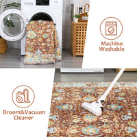 Garvee Area Rug 8x10 Rugs for Living Room,Vintage Rug for Living Room Bedroom Dinning Room,Boho Distressed Tribal Area Rug,Low Pile Non-Slip Washable Indoor Door Mat for Kitchen Entryway Bathroom