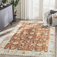 Garvee Area Rug 6x9 Rugs for Living Room,Vintage Rug for Living Room Bedroom Dinning Room,Boho Distressed Tribal Area Rug,Low Pile Non-Slip Washable Indoor Door Mat for Kitchen Entryway Bathroom