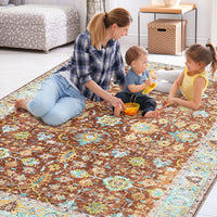 Garvee Area Rug 8x10 Rugs for Living Room,Vintage Rug for Living Room Bedroom Dinning Room,Boho Distressed Tribal Area Rug,Low Pile Non-Slip Washable Indoor Door Mat for Kitchen Entryway Bathroom
