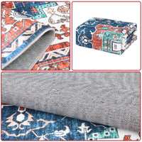 Garvee Oriental Red 6x9 Vintage Boho Area Rug, Distressed Tribal Low Pile Non-Slip Washable Carpet for Living Room Bedroom Dining Kitchen Entryway