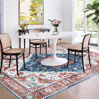 Garvee Oriental Red 6x9 Vintage Boho Area Rug, Distressed Tribal Low Pile Non-Slip Washable Carpet for Living Room Bedroom Dining Kitchen Entryway