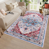 Garvee Area Rug 6x9 Rugs for Living Room,Vintage Rug for Living Room Bedroom Dinning Room,Boho Distressed Tribal Area Rug,Low Pile Non-Slip Washable Indoor Door Mat for Kitchen Entryway Bathroom