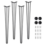 Garvee Hairpin Furniture Legs - 40" Metal Table Legs, Rubber Floor Protectors, for Nightstand, Coffee Table, Desk Black, 4PCS Set - Hairpin 3 Rods 40 Inches