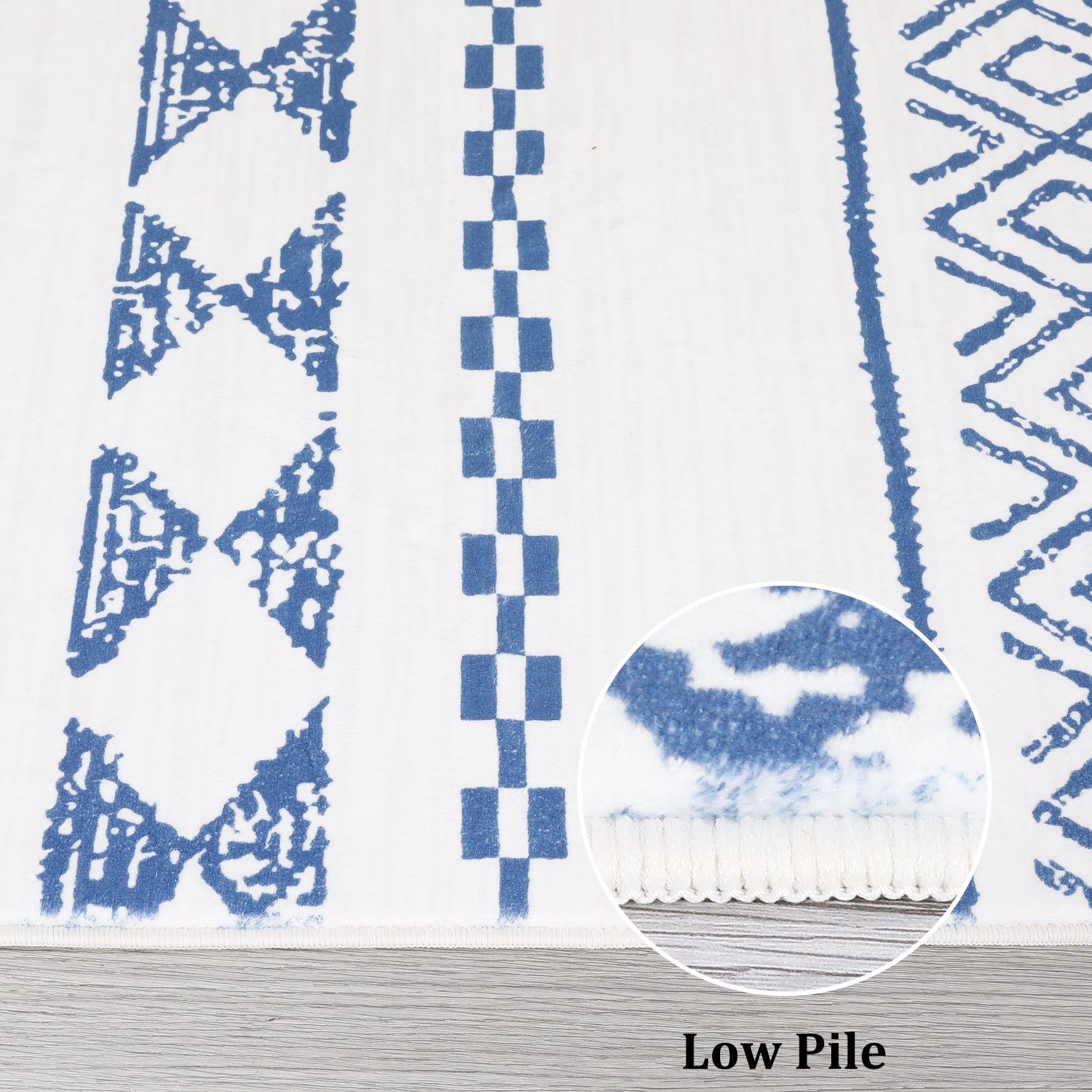 Garvee Boho Blue 8x10 Washable Rug for Living Room Bohemian Farmhouse Area Rug Stain Resistant Area Rug Modern Geometric Area Rug for Bedroom Dining Room Home Office