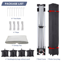 Garvee 10'x10' Commercial Pop-Up Canopy Portable Outdoor Tent with 1 Sidewall, 4 Stakes, Ropes, Weight Bags & Wheel Bag, White
