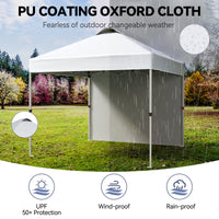 Garvee 10'x10' Commercial Pop-Up Canopy Portable Outdoor Tent with 1 Sidewall, 4 Stakes, Ropes, Weight Bags & Wheel Bag, White