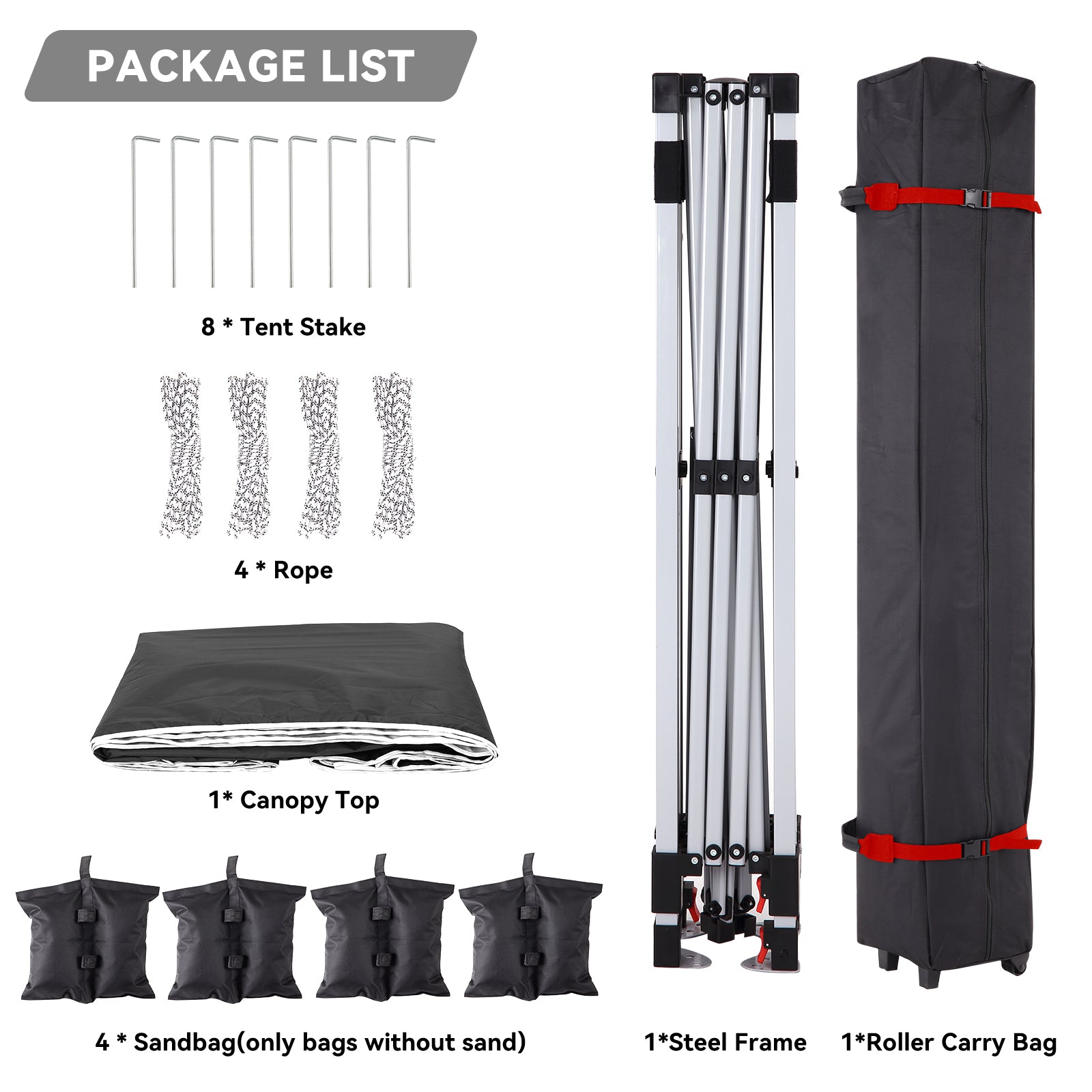 Garvee 10'x10' Pop-Up Patio Tent with Sidewalls Instant Commercial Canopy, Wind Tunnel Design, Includes Wheeled Bag, 4 Sandbags & 8 Stakes, Black