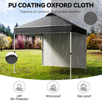 Garvee 10'x10' Pop-Up Patio Tent with Sidewalls Instant Commercial Canopy, Wind Tunnel Design, Includes Wheeled Bag, 4 Sandbags & 8 Stakes, Black