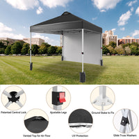 Garvee 10'x10' Pop-Up Patio Tent with Sidewalls Instant Commercial Canopy, Wind Tunnel Design, Includes Wheeled Bag, 4 Sandbags & 8 Stakes, Black