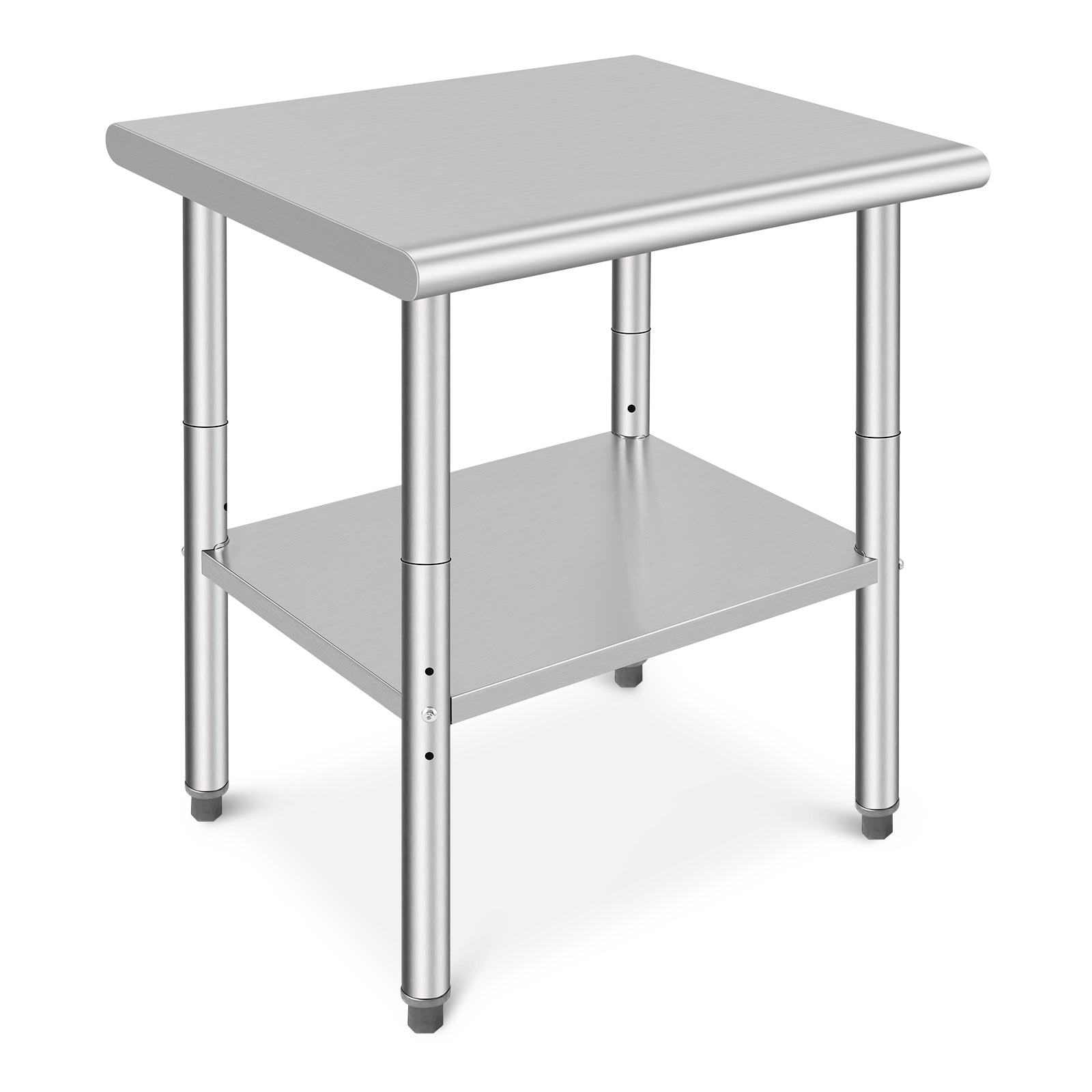 GARVEE 30"L x 24"W x 35"H Stainless Steel Food Prep Table - Heavy-Duty Commercial Kitchen Table with Adjustable Lower Shelf and Plastic Feet for Restaurants, Homes, and Hotels