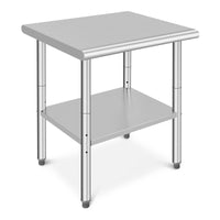 GARVEE 30"L x 24"W x 35"H Stainless Steel Food Prep Table - Heavy-Duty Commercial Kitchen Table with Adjustable Lower Shelf and Plastic Feet for Restaurants, Homes, and Hotels