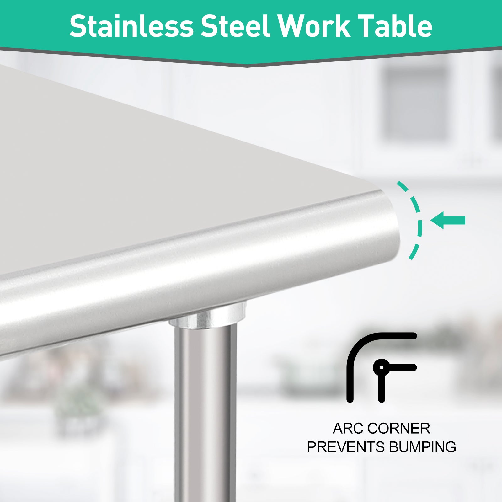 GARVEE 30"L x 24"W x 35"H Stainless Steel Food Prep Table - Heavy-Duty Commercial Kitchen Table with Adjustable Lower Shelf and Plastic Feet for Restaurants, Homes, and Hotels