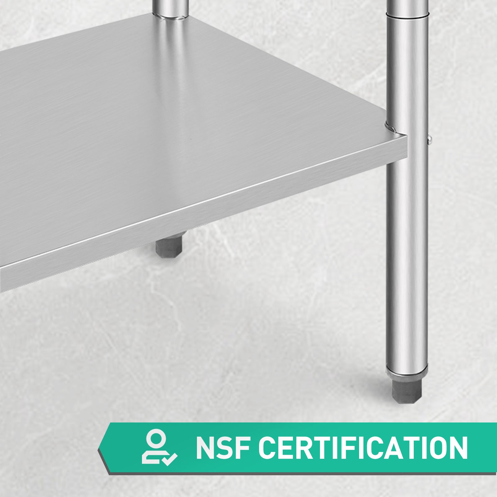 GARVEE 30"L x 24"W x 35"H Stainless Steel Food Prep Table - Heavy-Duty Commercial Kitchen Table with Adjustable Lower Shelf and Plastic Feet for Restaurants, Homes, and Hotels