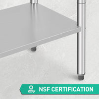 GARVEE 30"L x 24"W x 35"H Stainless Steel Food Prep Table - Heavy-Duty Commercial Kitchen Table with Adjustable Lower Shelf and Plastic Feet for Restaurants, Homes, and Hotels