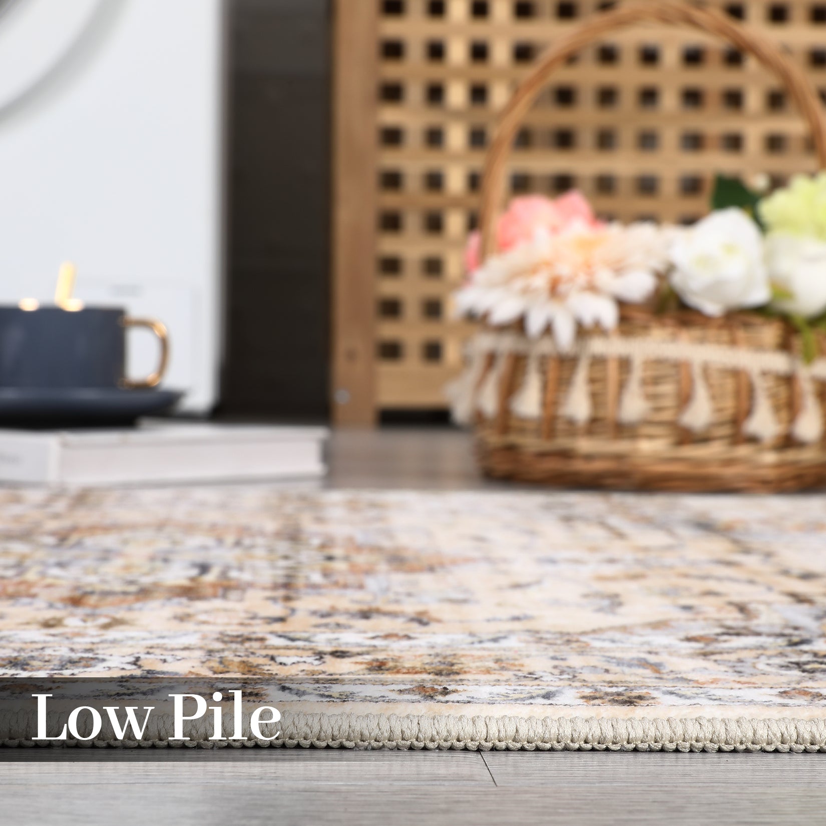 Garvee Oriental Orange 5x7 Machine Washable Rug Bedroom Rug Vintage Distressed Rug with Rubber Backing Stain Resistant Oriental Throw Floor Cover Traditional Rug Carpet for Living Room Dining Room Home