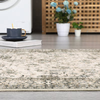 Garvee Persian Antique Beige 6x9 Ultra-Thin Rug, Vintage Floral Distressed Rug Tribal Floral Printed Rug Washable Rug Non Slip Foldable Rug for Living Room Bedroom Nursery Home Office Low Pile Non-Shedding Rug