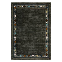 Garvee Bordered Brown 9x12 Large Area Rug Modern Bordered Washable Area Rug for Living Room Geometric Border Accent Rug Throw Carpet Non-Slip Stain Resistant Floor Cover for Home Decor