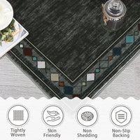 Garvee Washable Area Rug 4x6 Non Slip Low Pile Vintage Bordered Carpet Soft Thin Accent Rug Brown for Entryway Living Room Bedroom, Brown