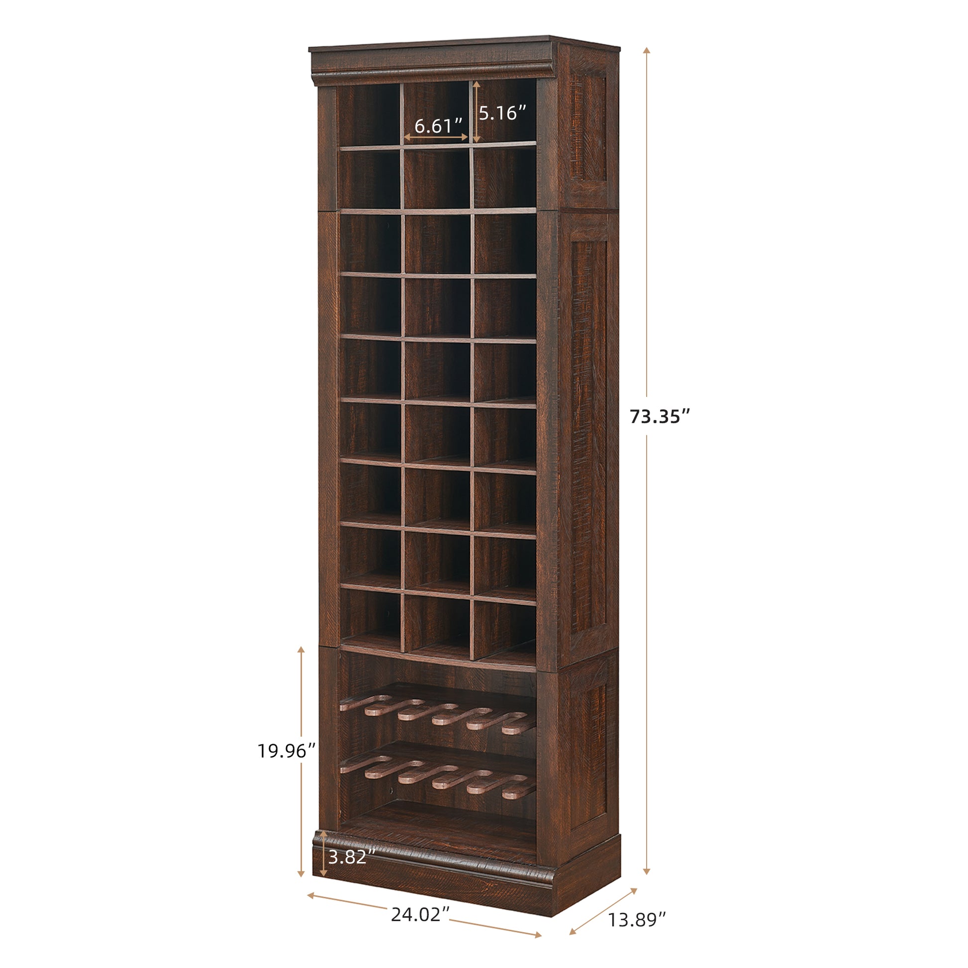 Garvee Shoe Storage Cabinet, Freestanding Tall Closet Shoe Organizer with Cubbies for 33 Pairs, Wooden Shoe Rack for Closet, Entryway, Living Room