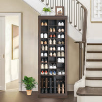 Garvee Shoe Storage Cabinet, Freestanding Tall Closet Shoe Organizer with Cubbies for 33 Pairs, Wooden Shoe Rack for Closet, Entryway, Living Room