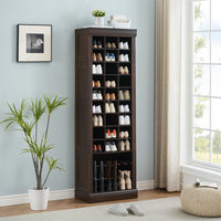 Garvee Shoe Storage Cabinet, Freestanding Tall Closet Shoe Organizer with Cubbies for 33 Pairs, Wooden Shoe Rack for Closet, Entryway, Living Room