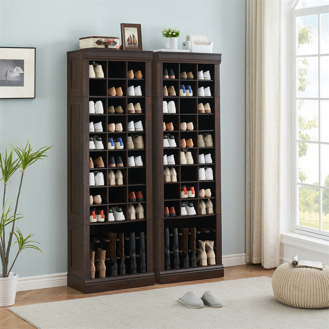 Garvee Shoe Storage Cabinet, Freestanding Tall Closet Shoe Organizer with Cubbies for 33 Pairs, Wooden Shoe Rack for Closet, Entryway, Living Room