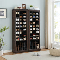 Garvee Shoe Storage Cabinet, Freestanding Tall Closet Shoe Organizer with Cubbies for 33 Pairs, Wooden Shoe Rack for Closet, Entryway, Living Room