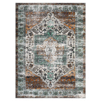 Garvee Oriental Rusty Brown 10x13 Area Rug Living Room Rug Washable Rug Soft Large Area Rug Non-Slip Vintage Distressed Rug for Living Room Bedroom Farmhouse Dining Room Playroom Office, Thin Carpet Medallion Rug