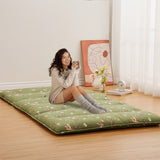 Garvee Japanese Futon Mattress, Twin Size Futon Floor Mattress Japanese Style Floral Pattern Mattress for Floor, Tatami Mat, Sleeping Mattress Pad for Camping Travel, Fly Bird - Fly Bird-Green - 5