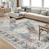 Garvee Vintage Area Rug Colorful Washable Rug Living Room Rug Bedroom Rug Indoor Carpet Tribal Distressed Rug Retro Accent Throw Rug - Colorful