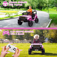 Garvee Ride - P Series: 12V Kids Ride On Truck for Toddles age 3+,with 2.4G Remote Control, Spring Suspension, Battery Display, LED Lights, Music, Battery Powered Ride on Car - Pink