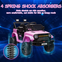Garvee Ride - P Series: 12V Kids Ride On Truck for Toddles age 3+,with 2.4G Remote Control, Spring Suspension, Battery Display, LED Lights, Music, Battery Powered Ride on Car - Pink