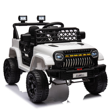 Garvee Ride - P Series: 12V Kids Ride On Truck for Toddles age 3+,with 2.4G Remote Control, Spring Suspension, Battery Display, LED Lights, Music, Battery Powered Ride on Car - White