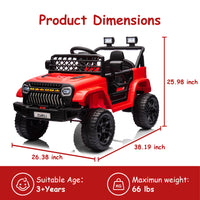 Garvee Ride - P Series: 12V Kids Ride On Truck for Toddles age 3+,with 2.4G Remote Control, Spring Suspension, Battery Display, LED Lights, Music, Battery Powered Ride on Car - Red