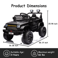 Garvee Ride - P Series: 12V Kids Ride On Truck for Toddles age 3+,with 2.4G Remote Control, Spring Suspension, Battery Display, LED Lights, Music, Battery Powered Ride on Car - Black